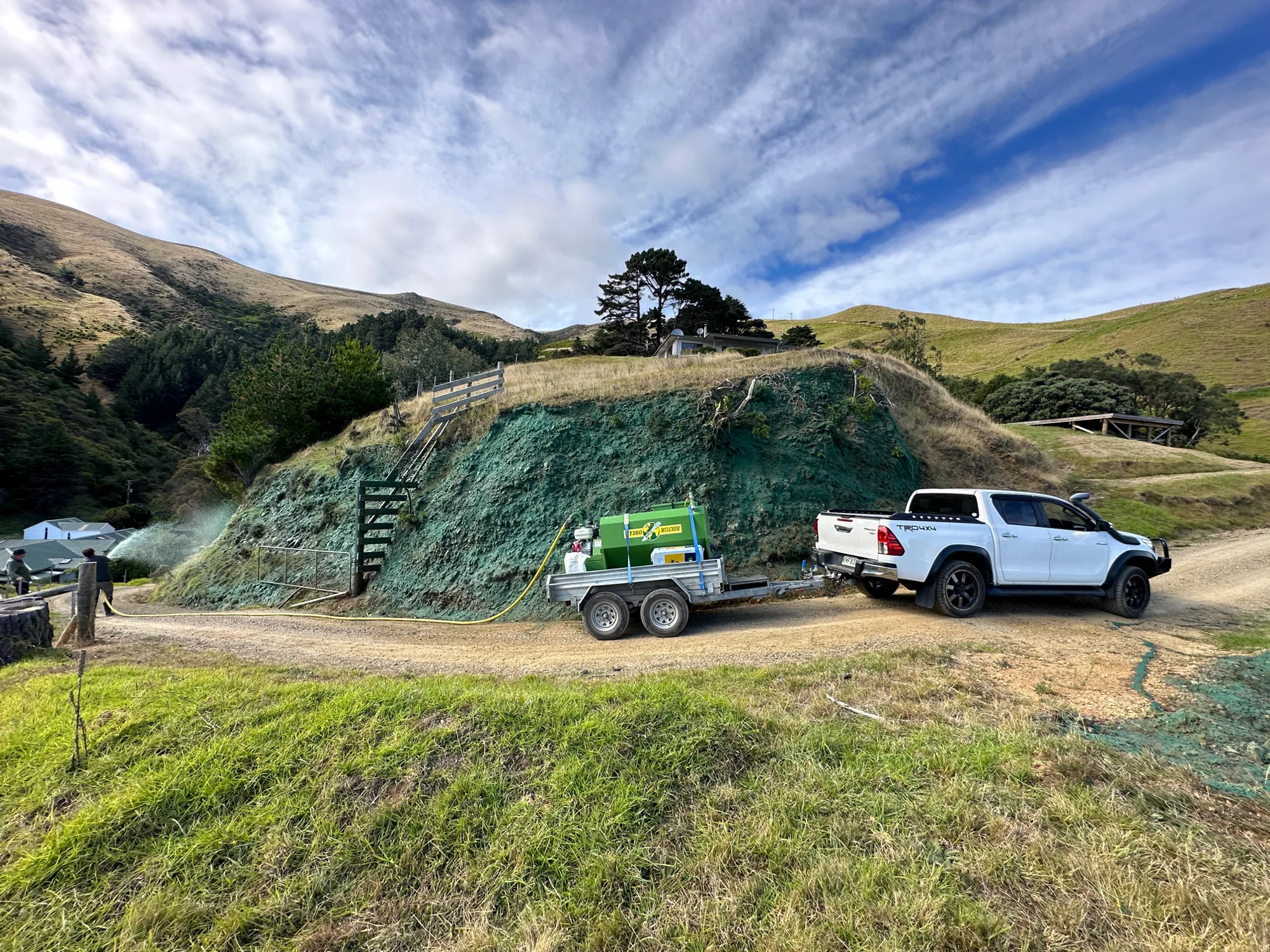 Slope hydroseeding application