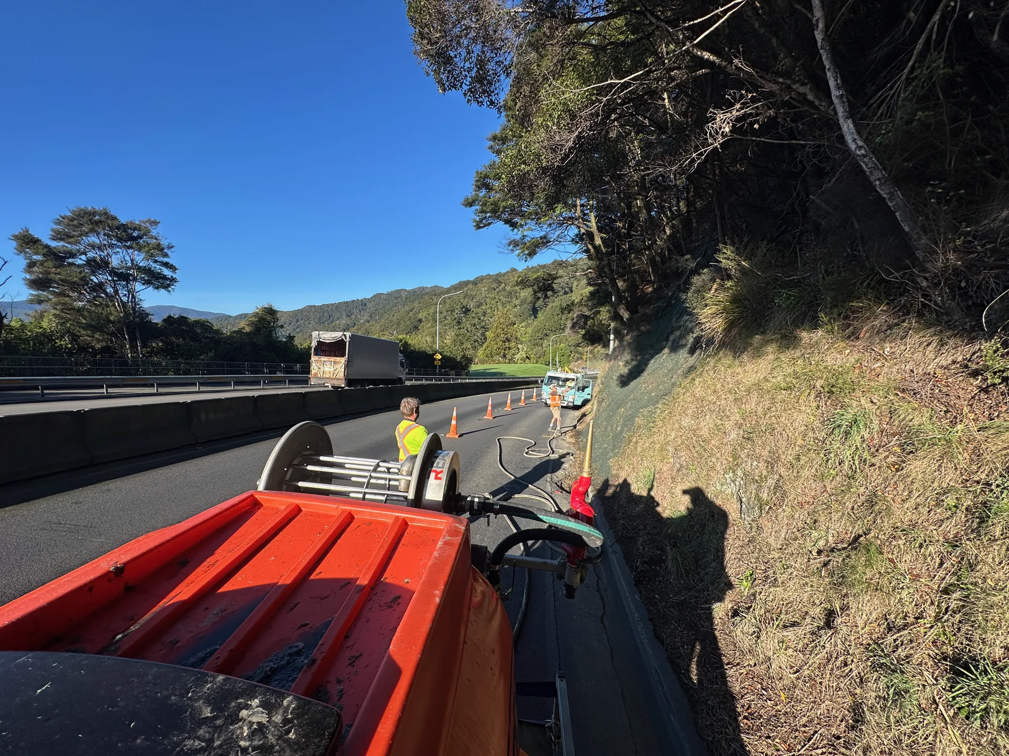 Steep slope hydroseeding
