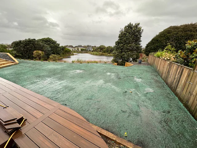 Hydroseeding pram applicator in use
