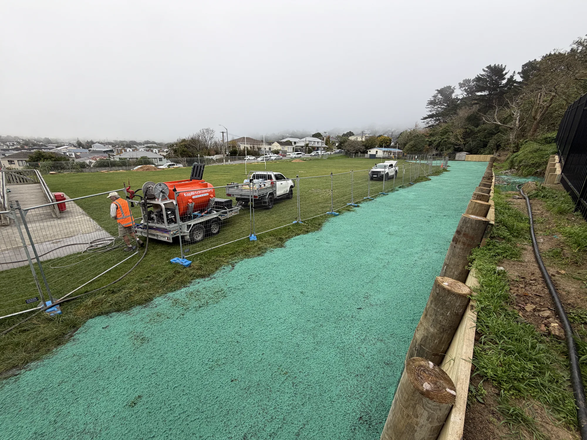 Johnsonville School sports field hydroseeded lawn